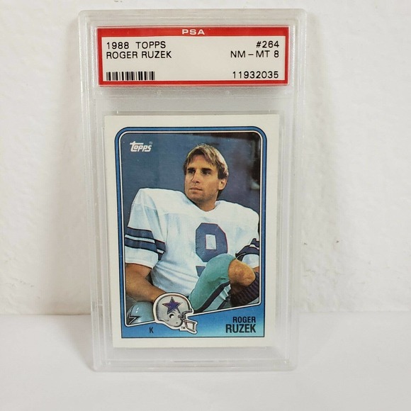ROGER RUZEK 1988 Topps Football Card #264 Graded PSA 8 GEM MT Cowboys - Picture 4 of 4